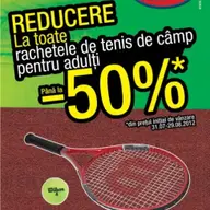 Pana la 50% reducere la toate rachetele de tenis pentru adulti
