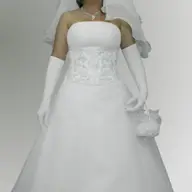 Rochie mireasa cu trena detasabila (alb-argintiu)