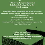 Intalnire cu timisorenii premiati la Gala Industriei de Carte din Romania