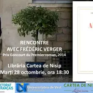 Intalnire cu scriitorul francez Frederic Verger, premiul Goncourt 2014 pentru romanul de debut