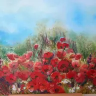 Workshop - Tablou cu maci tehnica mixta - Pictura in ulei si decupaj