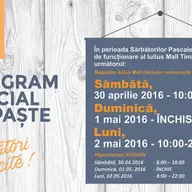 Programul Iulius Mall in perioada sarbatorilor de Paste 2016!