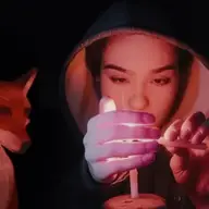 O vulpe sub o lună roz
