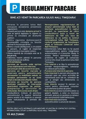 Regulamentul parcarii Iulius Mall Timisoara
