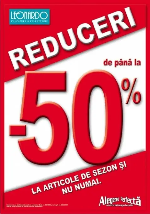 Reduceri de pana la 50% la LEONARDO!