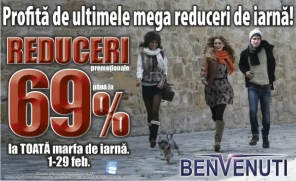 Reduceri de pana la 69% la BENVENUTI!