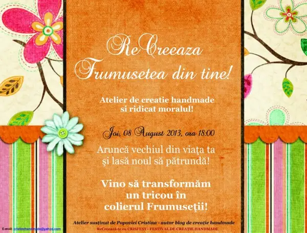 Recreeaza frumusetea din tine - Atelier de creatie handmade