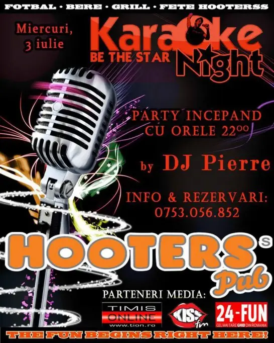 Karaoke Night la HOOTERS Pub