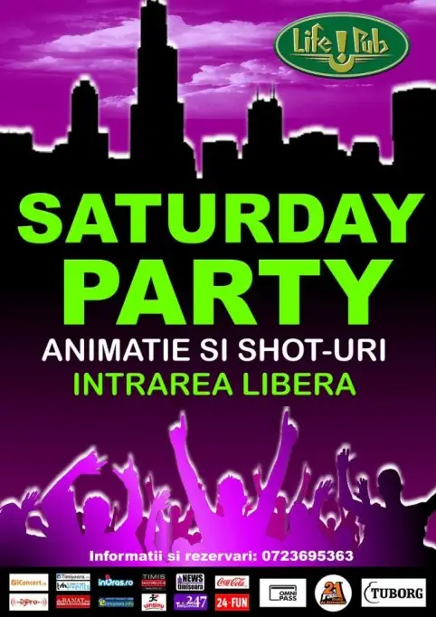 Saturday Party cu animatie si shot-uri