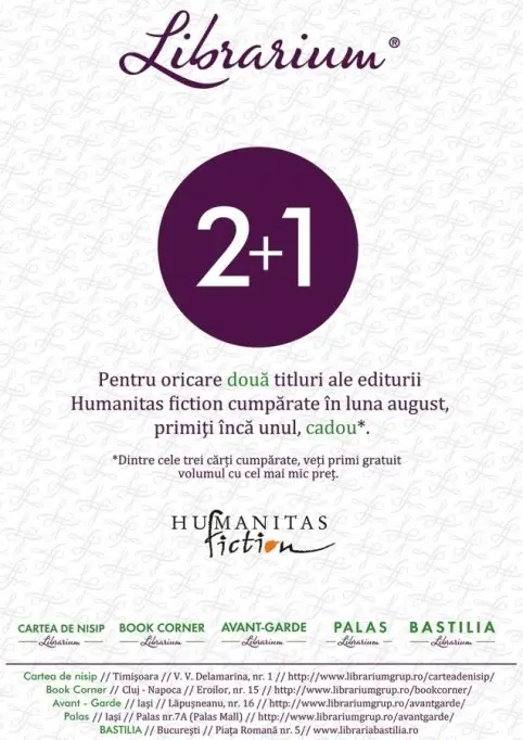 2+1 la oricare 3 carti de la editura Humanitas Fiction!