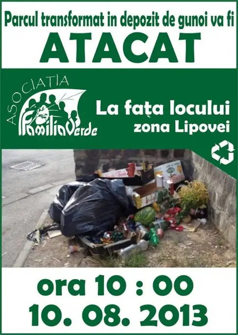 Actiune de ecologizare a parcului din zona Lipovei