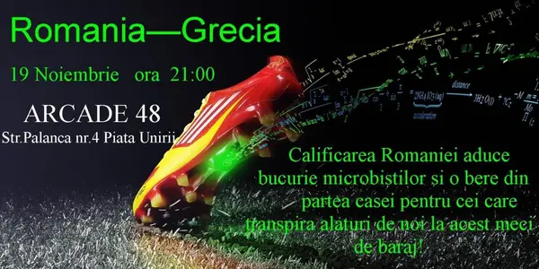 Meciul Romania-Grecia, transmis live la Arcade 48