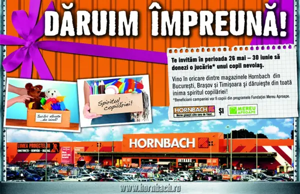 Hornbach da startul campaniei umanitare “Împreuna le daruim spiritul copilariei!”