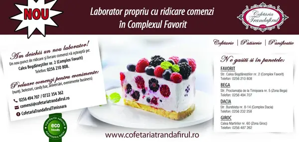NOU Laborator propriu - Cofetaria Trandafirul Timisoara