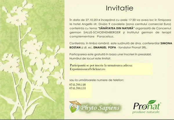 Conferinta Sanatatea din Natura