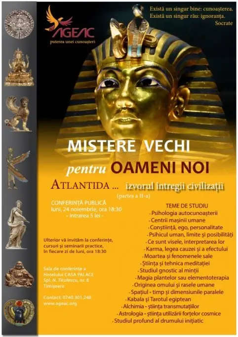 Conferinta publica "Mistere vechi pentru oameni noi - Atlantida izvorul intregii civilizatii"