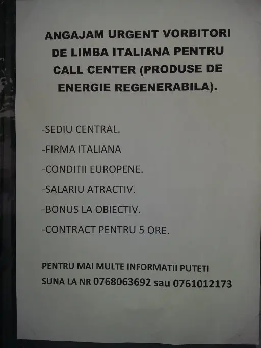 Operatori call center limba italiana