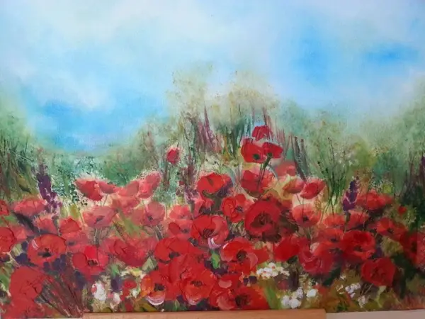 Workshop - Tablou cu maci tehnica mixta - Pictura in ulei si decupaj