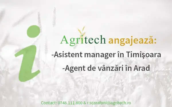 Agritech angajeaza Asistent manager in domeniul agricol