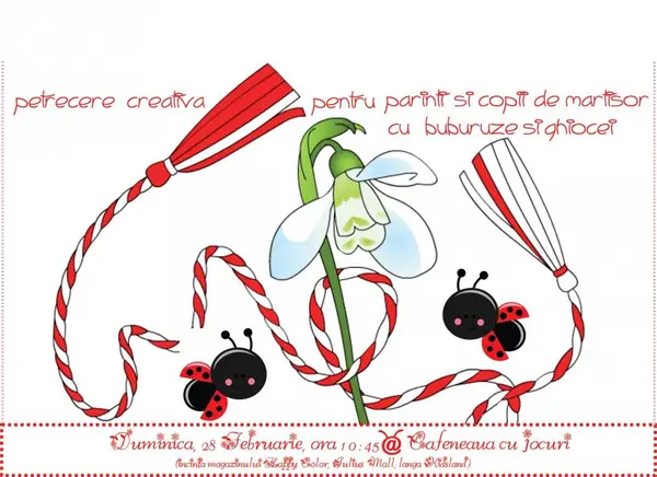 Petrecere creativa pentru parinti si copii de Martisor cu Buburuza si Ghiocel