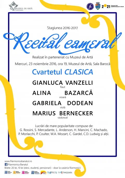 Recital cameral Cvartetul CLASICA