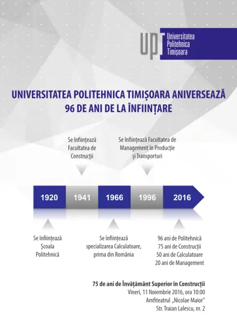 96 ani de Politehnică, 75 ani de Învățământ Superior în Construcții