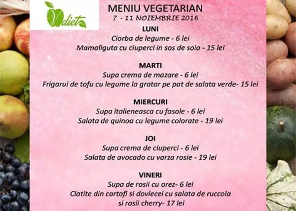 Meniul zilei in Timisoara cu specific vegetarian