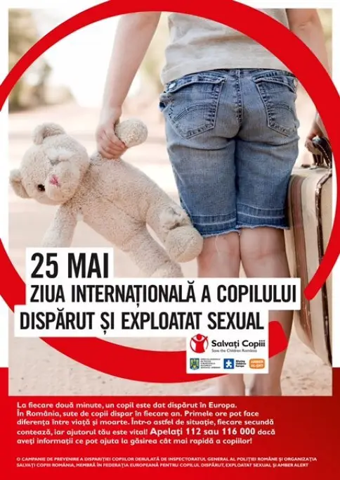 25 mai – Ziua Internaţională a Copilului Dispărut şi Exploatat Sexual