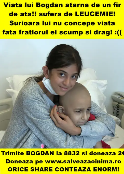 Cu un simplu SMS îi oferim la speranţă la viaţă lui Bogdan! Ajută-l şi TU să învingă CANCERUL!
