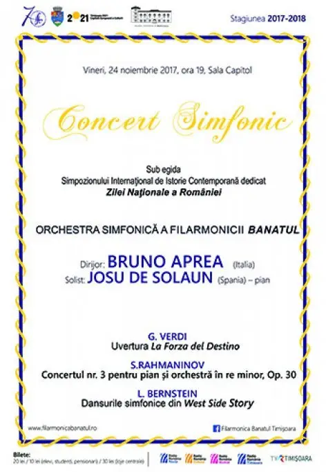 Concert simfonic sub egida Simpozionului International de Istorie Contemporana dedicat Zilei Nationale a Romaniei