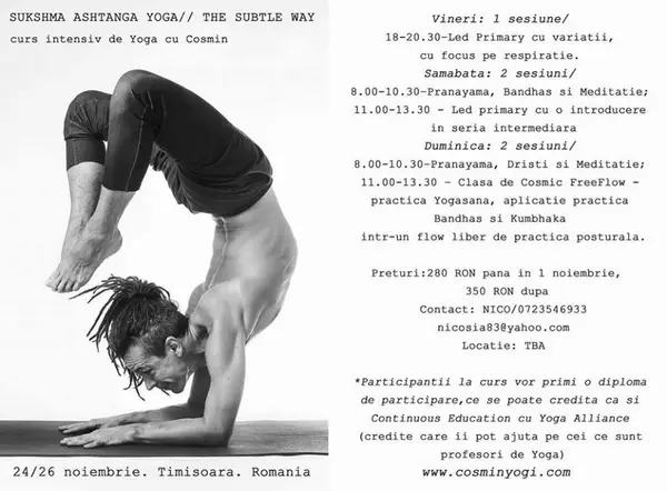 Workshop Yoga cu Cosmin Iancu - Sukshma Ashtanga YOGA