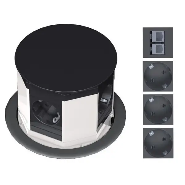 Priza Extractibila LIFT, 2 x schuko + date + audiovideo