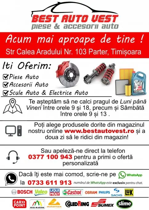 Comandă Piese Auto din fotoliul de acasă de la BestAutoVest.ro – Showroom Timișoara