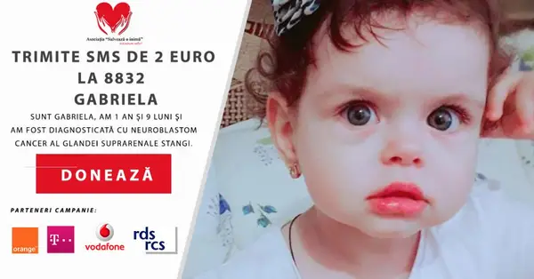 La numai 1 an ,duce o luptă crâncenă cu maladia secolului. Cu un simplu SMS îi poţi salva viaţa Gabrielei!