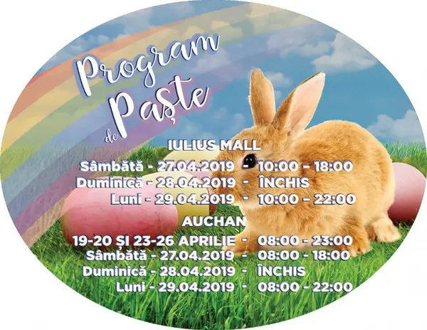 Programul Iulius Mall Timisoara de Sarbatorile Pascale