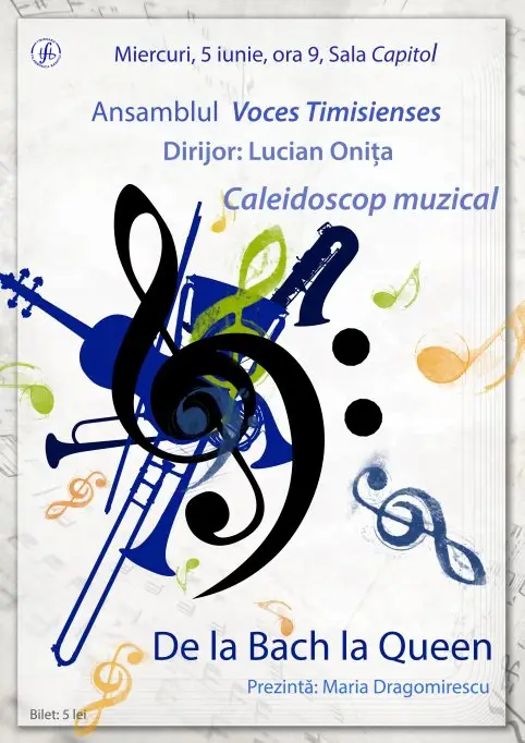 Lectie de muzica cu toate instrumentele pe scena