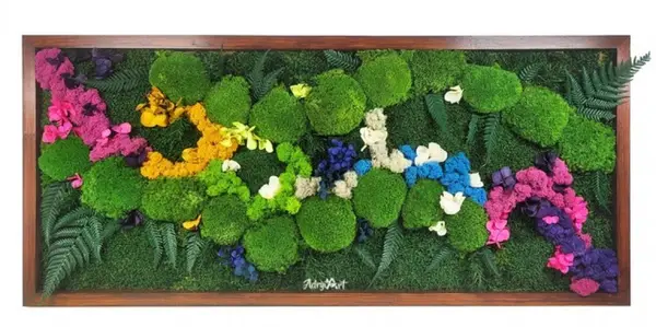 Tablou Beauty decorat cu muschi plati, bombati si hortensii criogenate