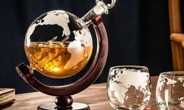 Un decantor Glob Pamantesc cu o corabie de sticla în interior. Ce poate fi mai original?