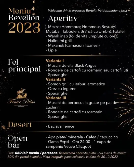 Revelion 2023 la Restaurant Fenice Palas