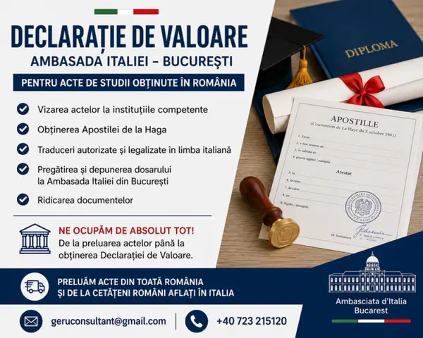 Obținere Declarație de Valoare pentru Italia