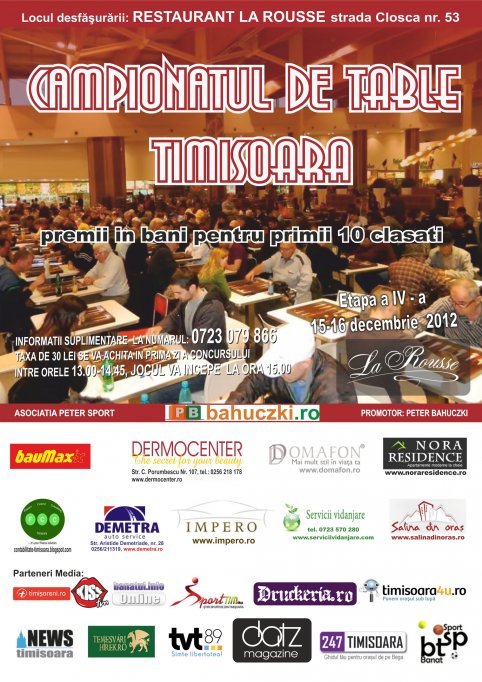 Campionatul de Table Timisoara - etapa a IV - a