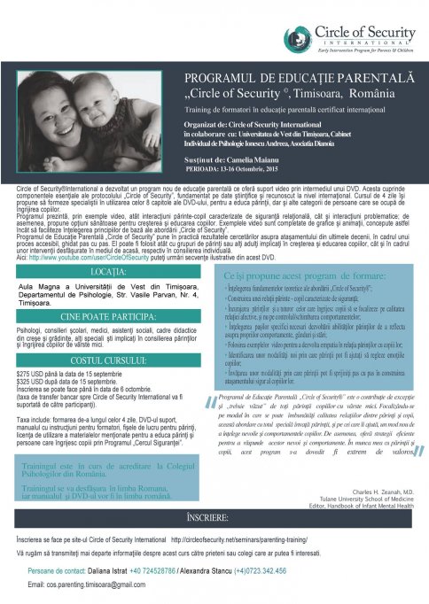 Programul de Educatie Parentala „Circle of Security”
