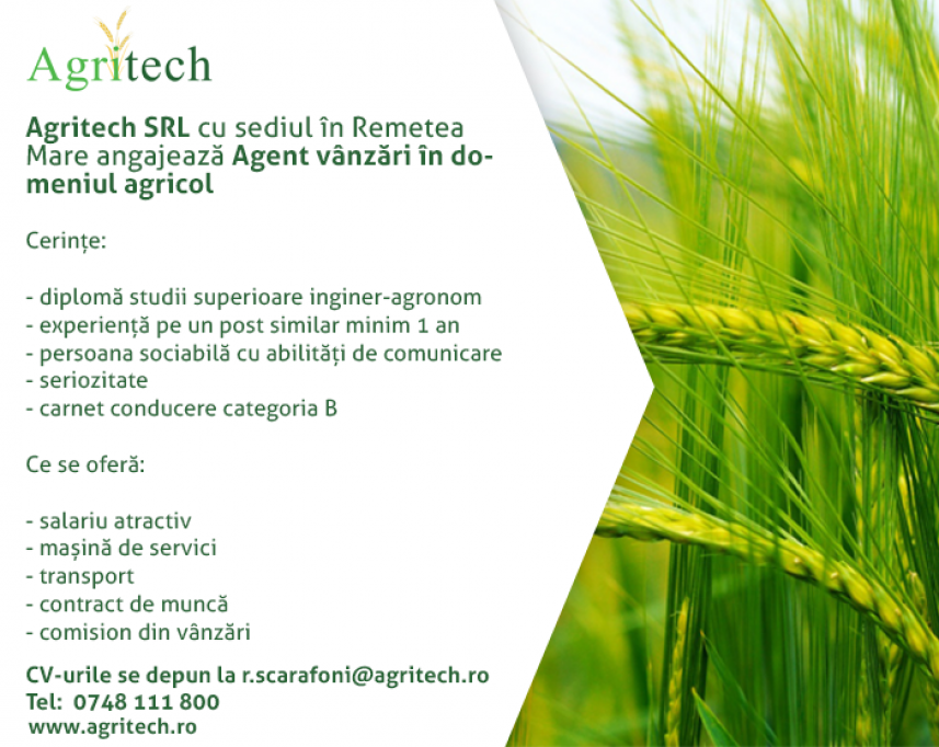 Agent vanzari domeniul agricol