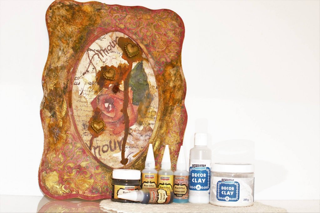 Workshop decoupage - Patina effect si decor clay Pentart