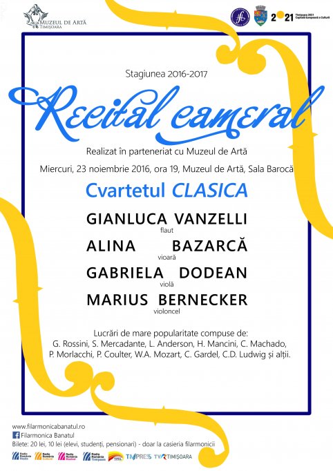 Recital cameral Cvartetul CLASICA