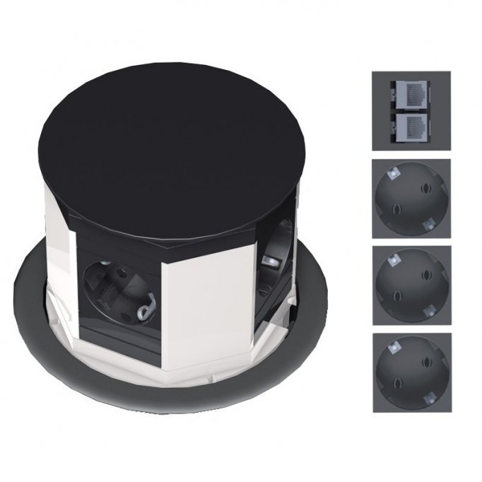 Priza Extractibila LIFT, 2 x schuko + date + audiovideo