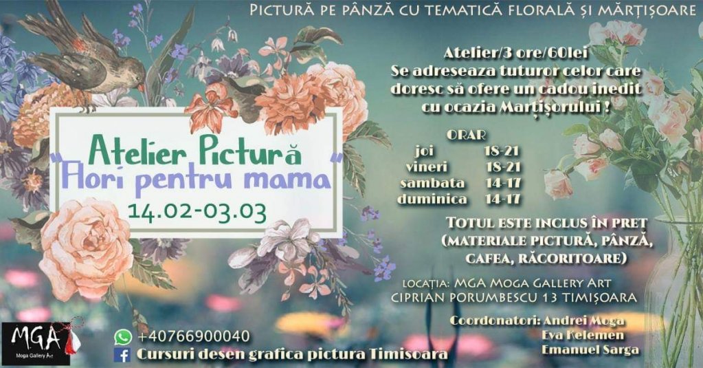 Atelier Pictura pe panza: Flori pentru mama