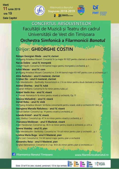 Concertul absolventilor Facultatii de Muzica