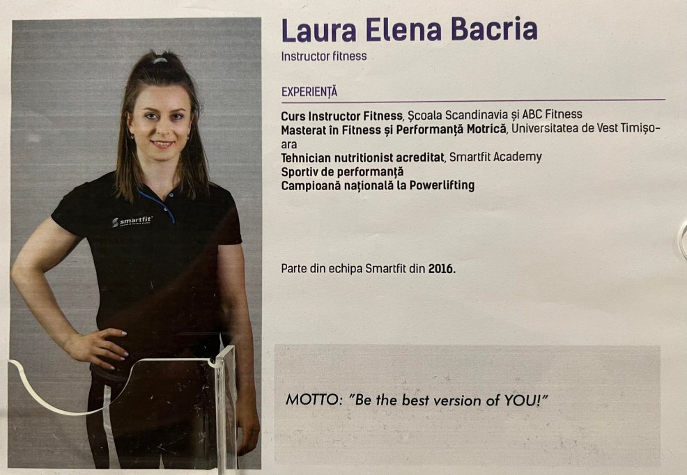 Laura Elena Bacria - instructor fitness