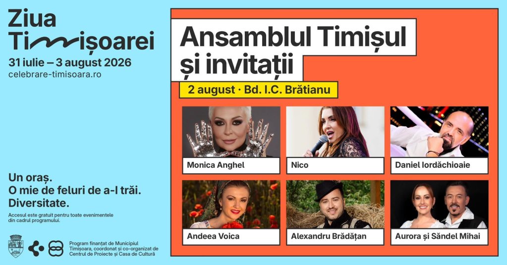Ansamblul Timisul si invitatii la Ziua Timisoarei 2026